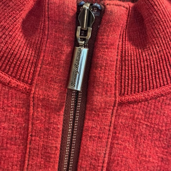Tommy Bahama Flipshore Grey & Red Quarter Zip Reversible Sweater - Picture 4 of 14